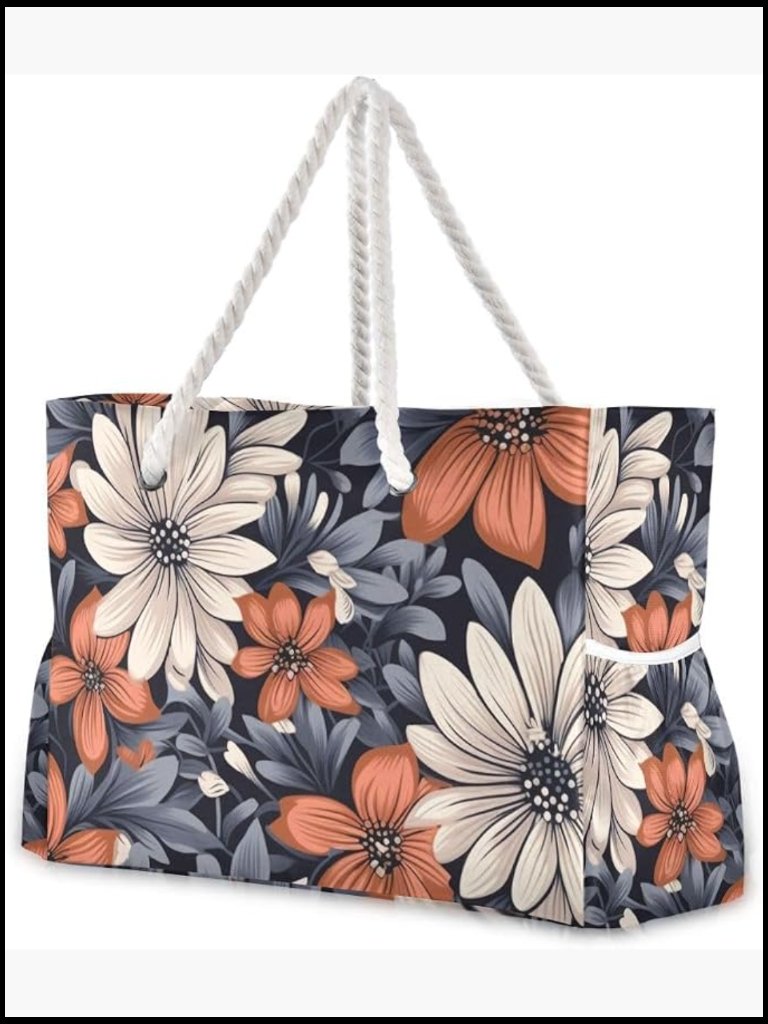 Large Canvas Beach Tote Bag Water Resistant Shoulder Bag For Gym Travel Daily